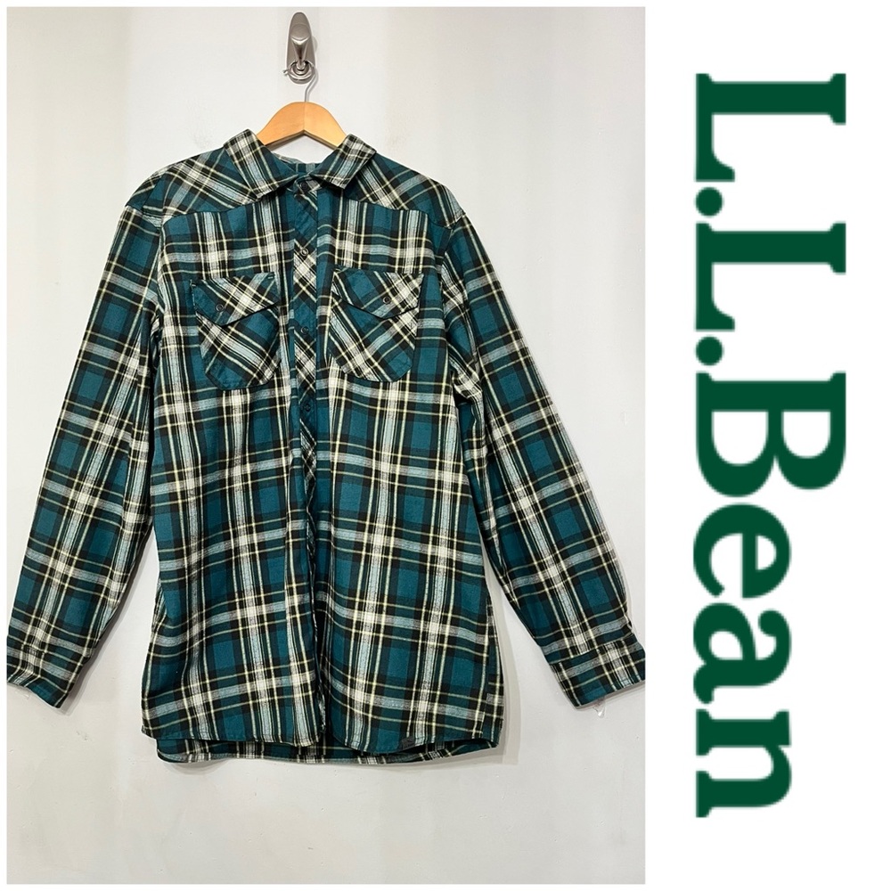 L.L. Bean Men's Katahdin Performance Flannel Shirt Snap Shacket Utility Wool XLT